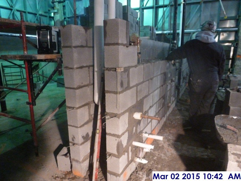 Block work at Bathrooms 133-136 Facing North